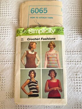 Vintage Simplicity Pattern 6065 for Misses’ Crochet Pullover Tops